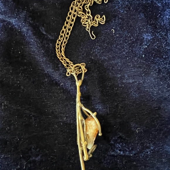 Antique Necklace with amber colored crystal - Picture 3 of 4